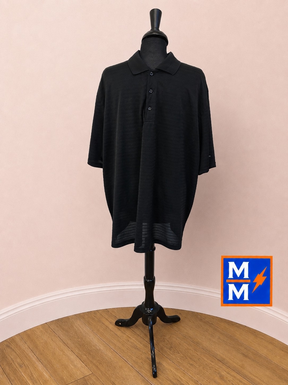 Beverly Hills Polo Club Black Textured Polo Shirt XXL